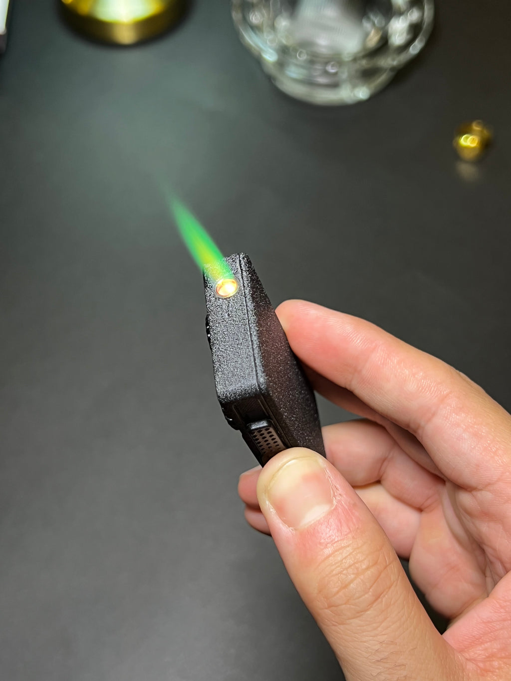 Green jet flame